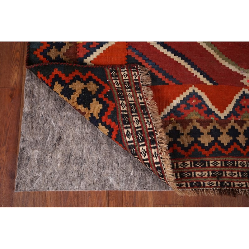 Vegetable Dye Kilim Qashqai Persian Rug Hand-Woven Tribal Wool Carpet - 4'3"x 7'10"