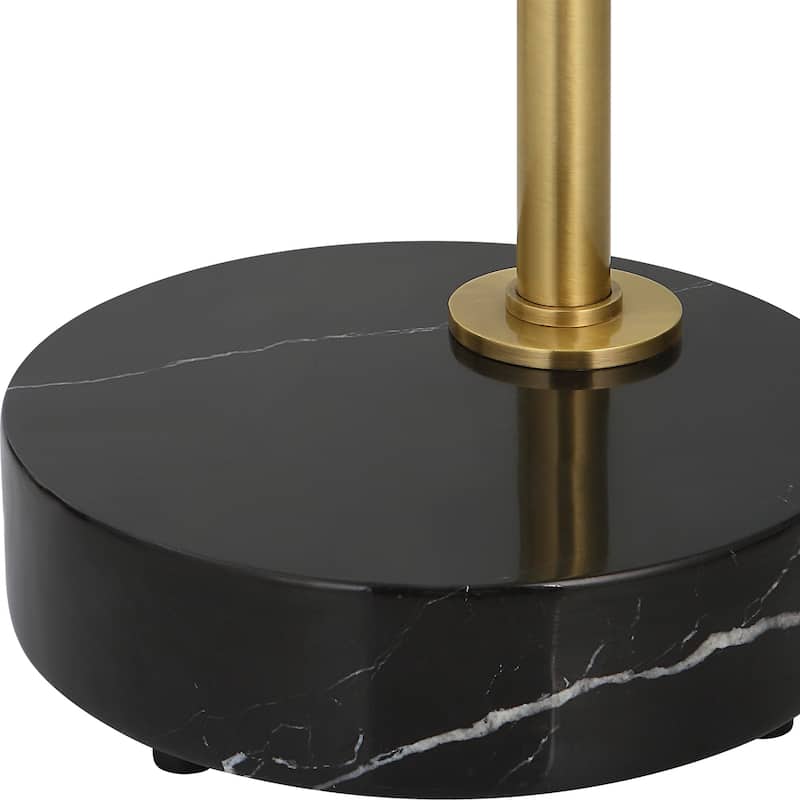 Arch Pivoting Neck Floor Lamp with Round Shade - 68.5" - Brass and Black