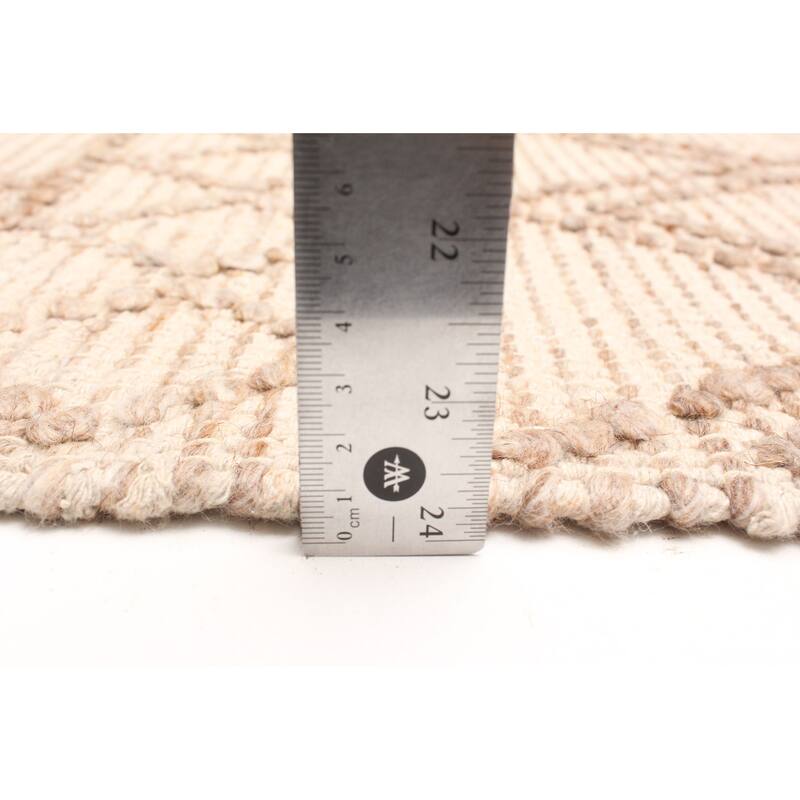 ECARPETGALLERY Braid weave Sienna Beige Wool Rug - 5'1 x 7'1