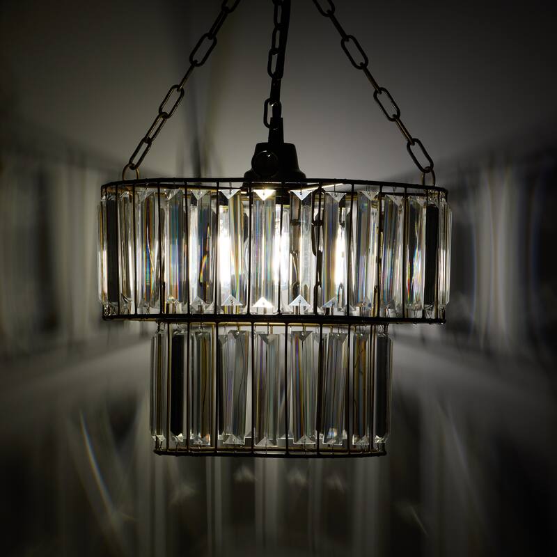 Octavius River of Goods Gold and Clear Metal and Glass Adjustable Drop Height 12-Inch Hanging Pendant Light