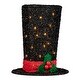 preview thumbnail 4 of 5, 9.25" Lighted Black Tinsel Top Hat Christmas Tree Topper, Clear Lights