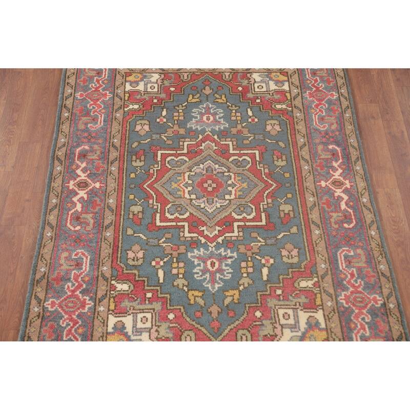 Traditional Heriz-Serapi Oriental Accent Rug Handmade Wool Carpet - 3'11"x 5'11"
