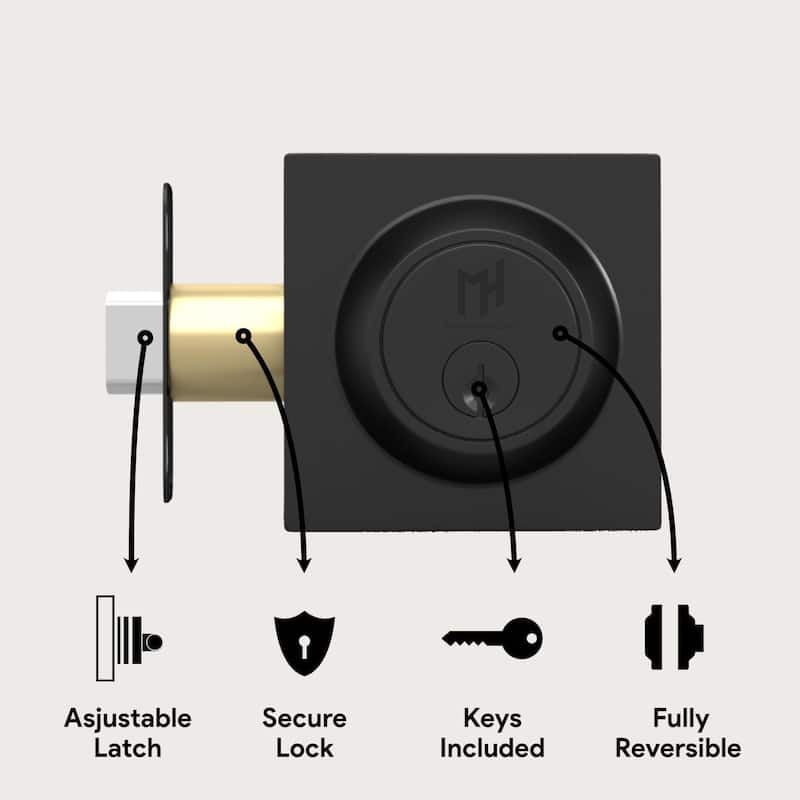 Mega Handles ROBELL Square Single Cylinder Keyed Deadbolt
