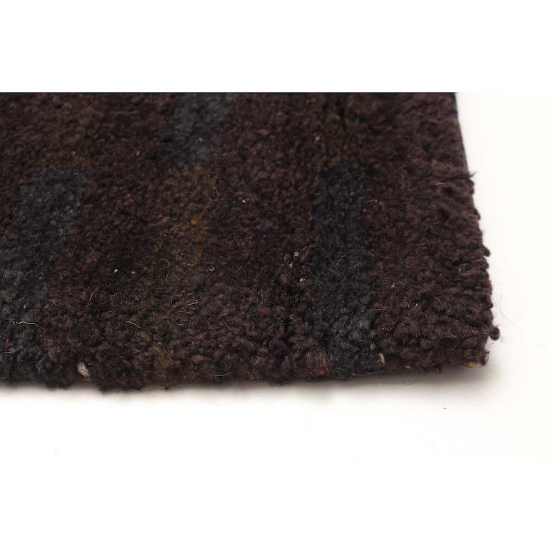 ECARPETGALLERY Hand-knotted Opulence Black, Dark Navy Wool Rug - 3'2 x 11'6