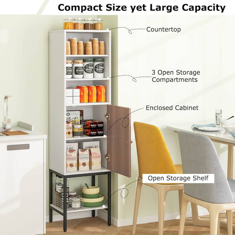 Costway 57" Bathroom Tall Cabinet with 1 Door and 4 Shelves - See Details