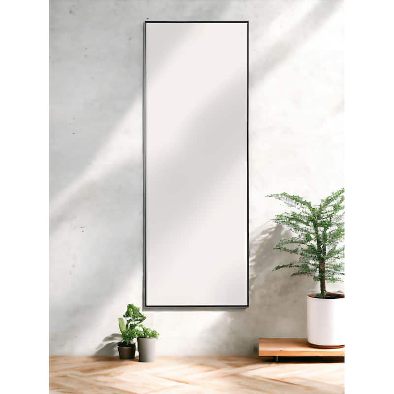 HomeRoots 59" Black Metal Framed Full Length Mirror - 19.7 - Black