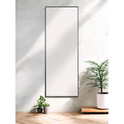 HomeRoots 59" Black Metal Framed Full Length Mirror - 19.7