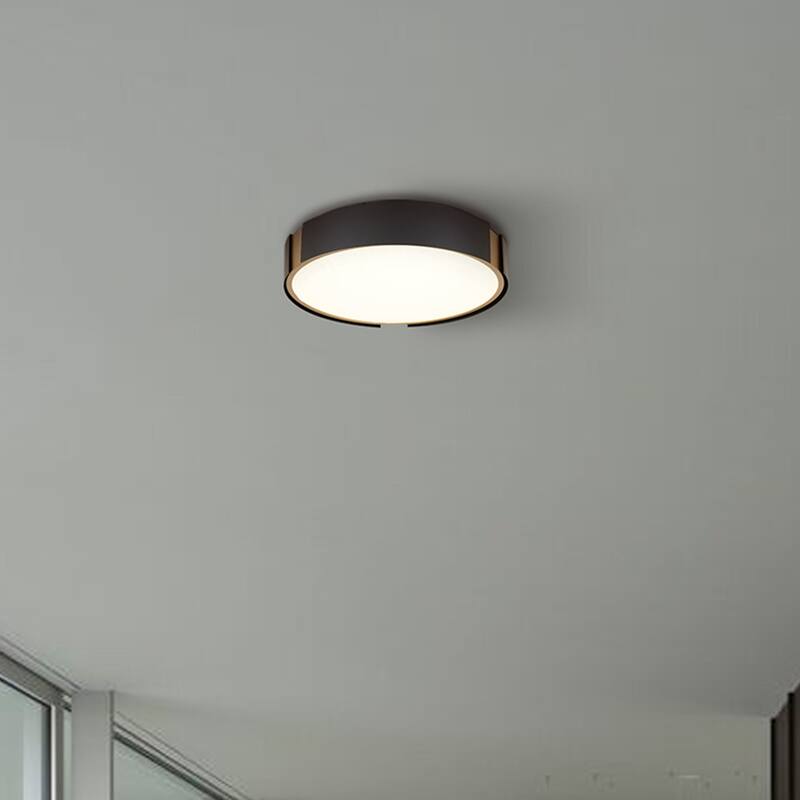 Ember 13" Matte Black Brass LED Flush Mount Ceiling Light