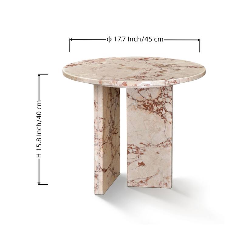 Roomfitters Round Marble Coffee Table, Natural Stone Side Table for Living Room, Solid Marble Accent Table