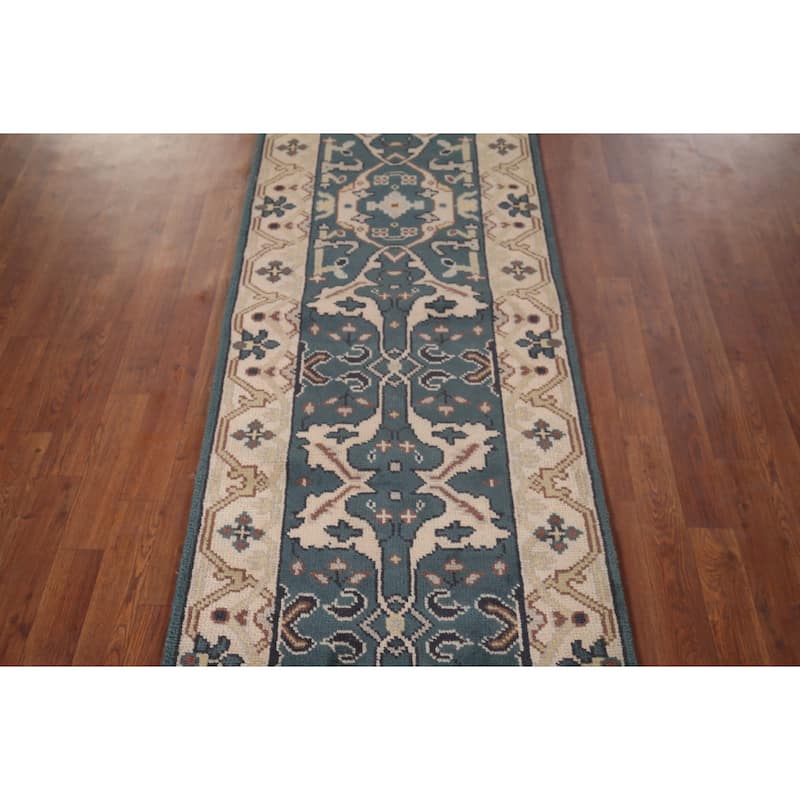 Transitional Oushak Oriental Runner Rug Handmade Wool Carpet - 2'6"x 9'11"