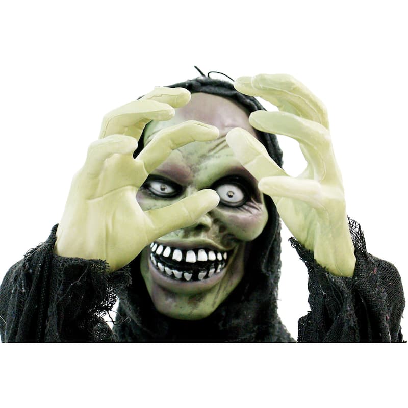 Haunted Hill Farm 24 In. Pop-Up Animatronic Ghoul, Indoor/Outdoor Halloween Decoration, Flashing Red Eyes, Poseable, Battery