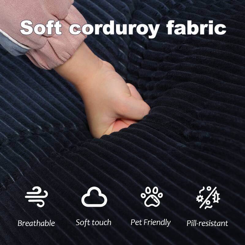 Compression Human Dog Sofa Bed for Adult & Pets, Modern Floor Couch With Pillow for Living Room Bedroom, Corduroy Fabric