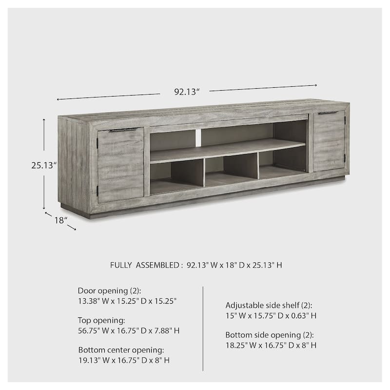 Signature Design by Ashley Naydell Gray Extra Large TV Stand with Fireplace Option - 92 inches in width