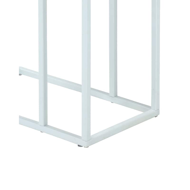 Eme 23 Inch Side End Table, Rectangular Tray Top, Modern White Metal Frame