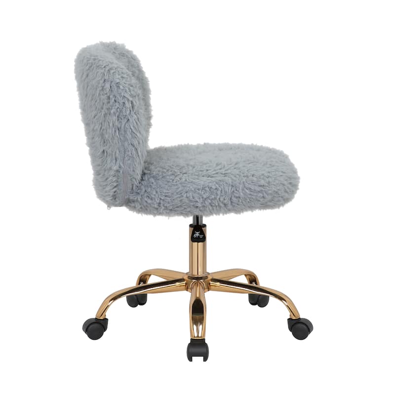 Porthos Home Itzel Armless Office Chair, Plush Fabric, Gold Legs