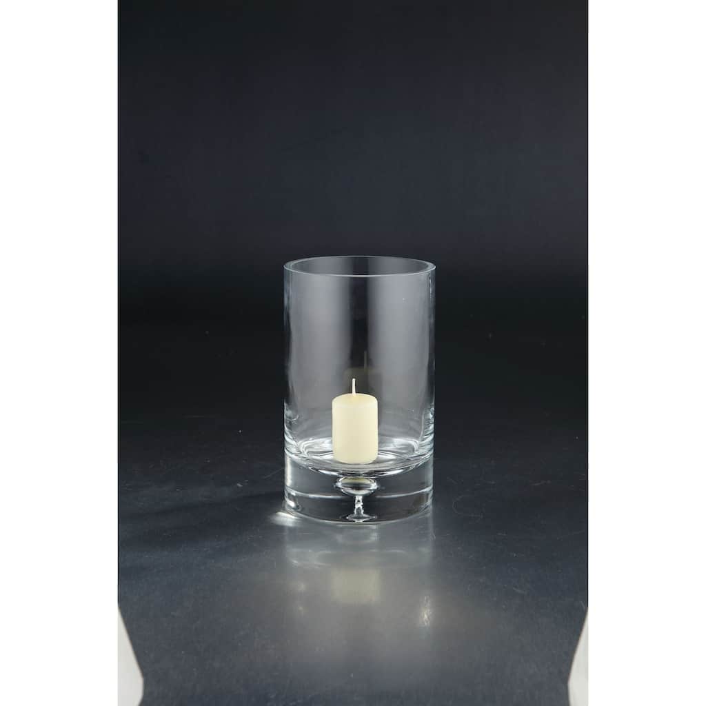 8" Clear Hand Blown Cylinder Glass Candle Holder