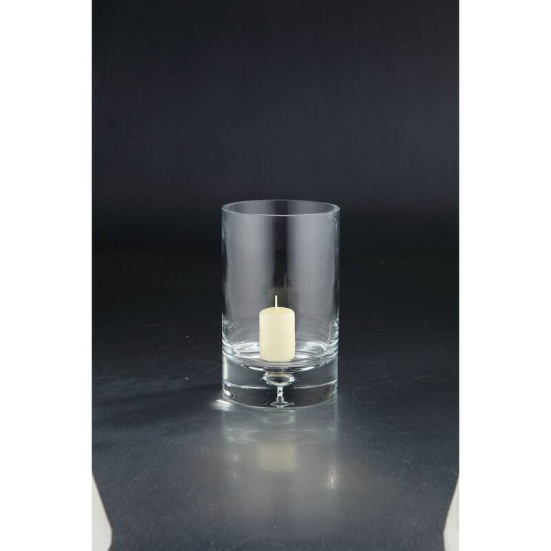 8" Clear Hand Blown Cylinder Glass Candle Holder