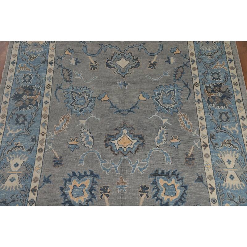 Hand Knotted Oriental 100% Wool Carpet Transitional All-Over Greys & Charcoal Oushak Area Rug - 11' 7'' X 7' 11''