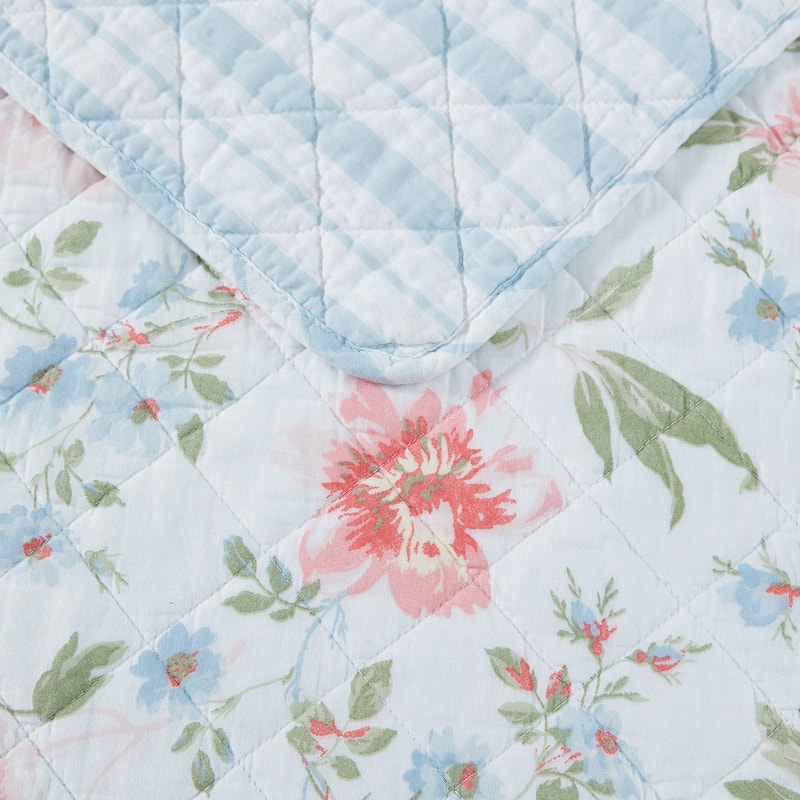 Laura Ashley Emilie Cotton Reversible Pink Quilt Bonus Set