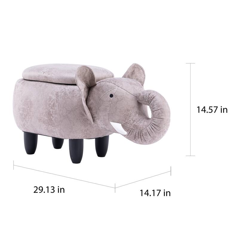 Animal Elephant Storage Upholstered Kids Ottoman