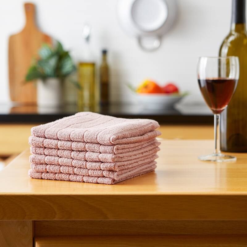 DII Solid Windowpane Terry Dishcloth Set of 6