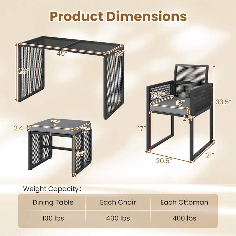 Costway 5 PCS PE Wicker Patio Dining Set Outdoor Conversation Set with - See Details