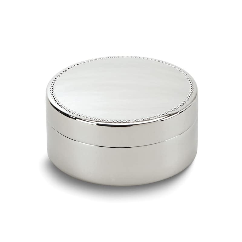 Curata Nickel-Plated Lift-Off Lid Round Beaded Edge Box with Flocked Lining