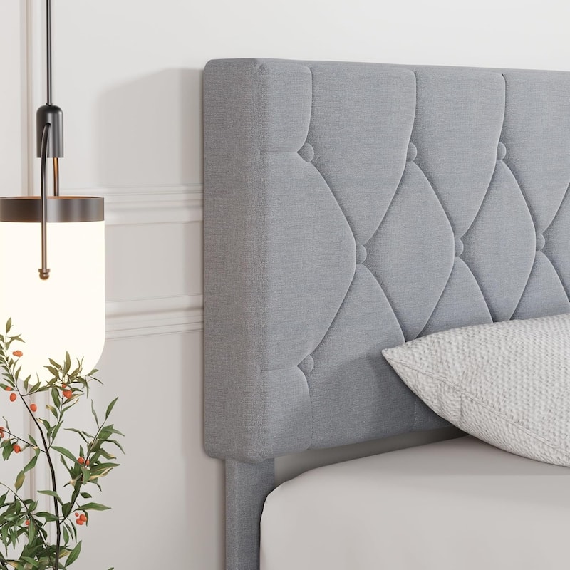 Javlergo Upholstered Beds With Diamond Tufted Headboard, Platform Bed Frame,