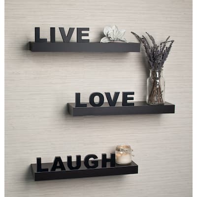 Laminate 'Live, Love, Laugh' Inspirational Wall Shelves (Set of 3)