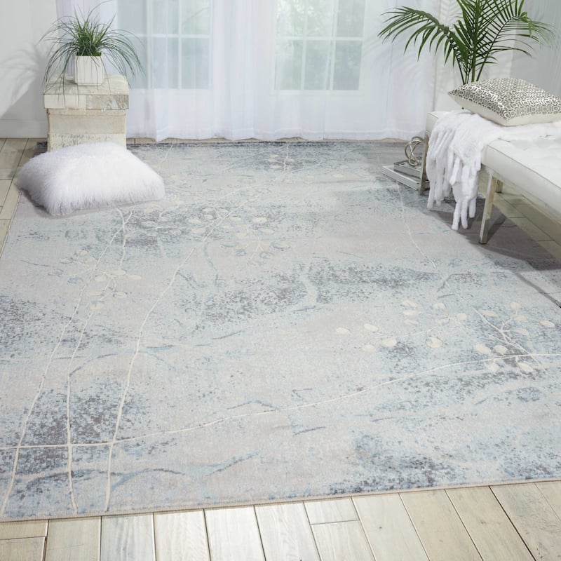 Nourison Somerset Contemporary Floral Area Rug - 9'6" x 13' - Blue
