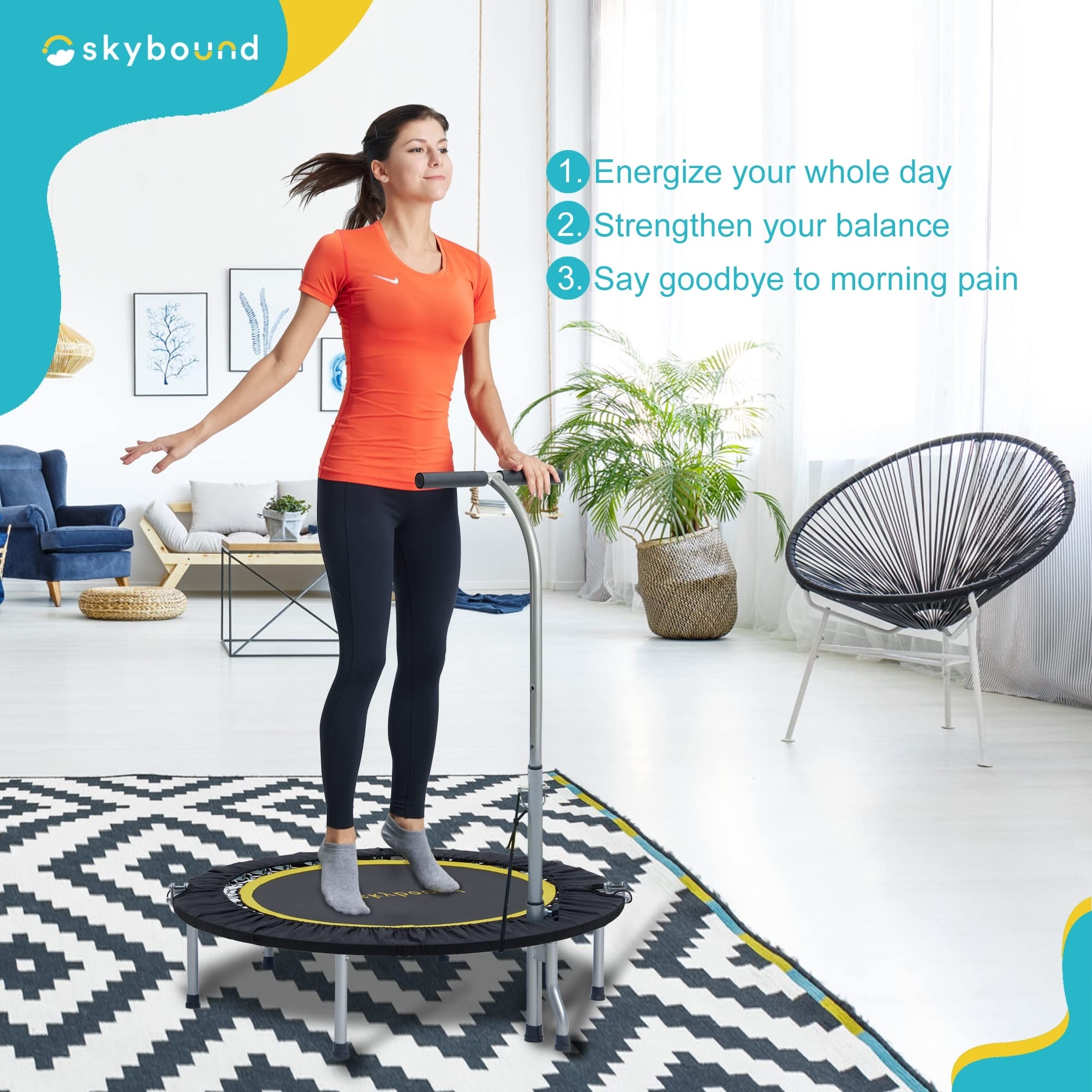 Boogie Bounce Foldable Mini Trampoline 39 Inch Cardio Fitness