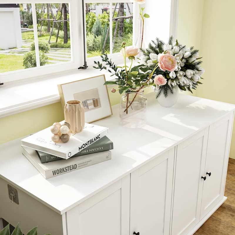 Double Pet Privacy Washroom Cat Litter Box Concealment Furniture
