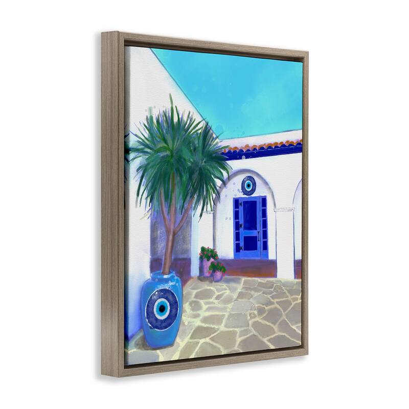 Stupell Tranquil Tropical Villa Framed Floater Canvas Wall Art Design By Matthew Piotrowicz