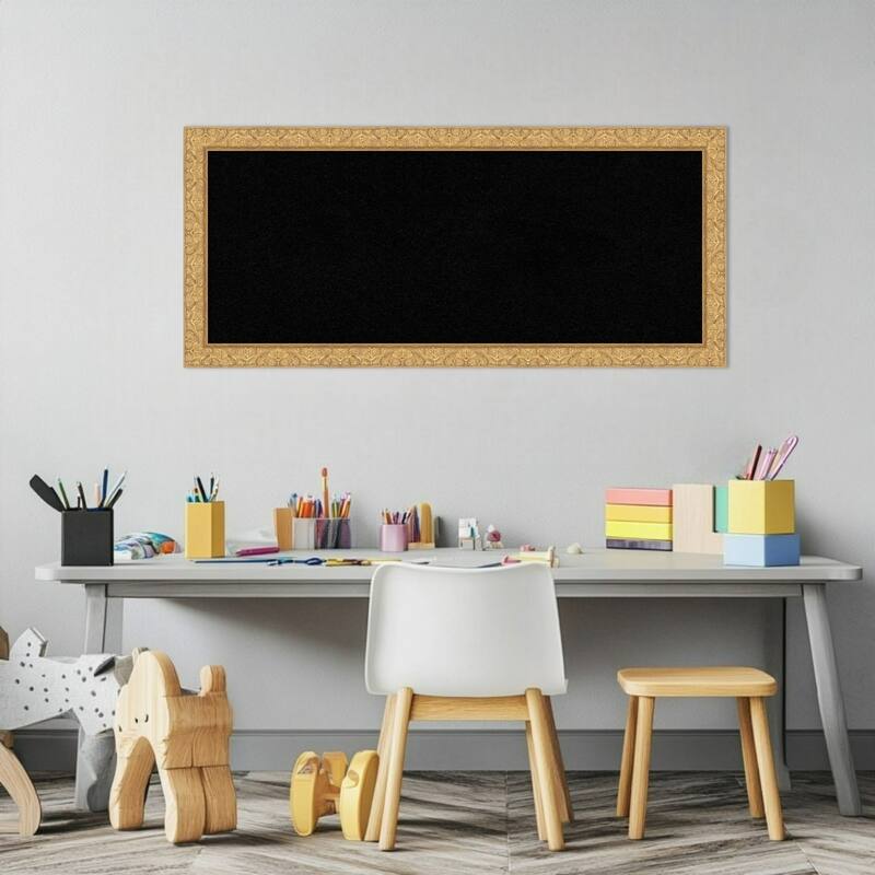 Lila Gold Wood Framed Cork Board - Bulletin Board, Organization Board, Pin Board