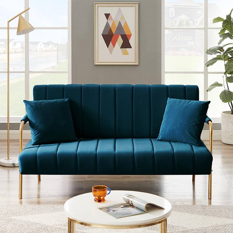 Ouyessir Upholstered Loveseat, Tufted Back Couch, Accent Armchair with 2 Pillows