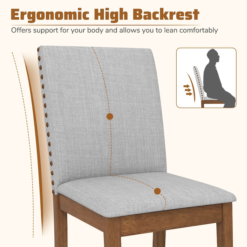Costway Upholstered Dining Chairs Set of 2/4 with Nailhead Trim Rubber - See Details