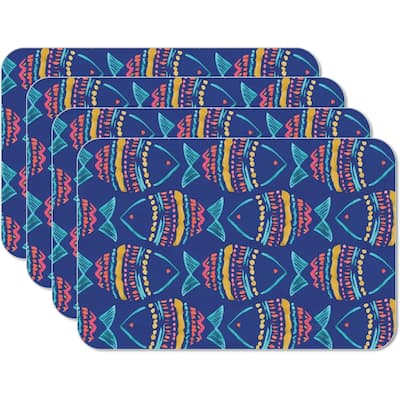 Along The Coast 4 Pack Reversible Easy Care Flexible Plastic Placemats Made in The USA BPA Free Easily Wipes Clean