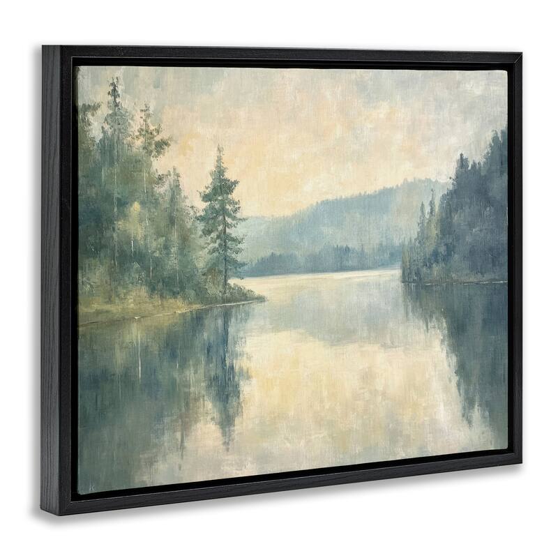 Stupell Mountain's Reflection Landscape Framed Floater Canvas Wall Art Design By Petal Prints Design