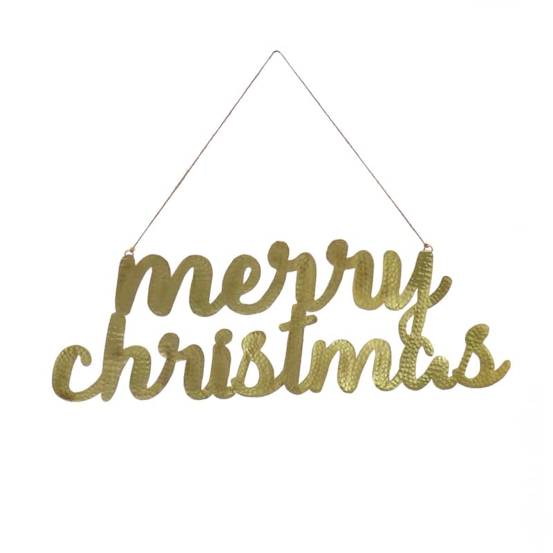 National Tree Company 19 in. HGTV Home Collection "Merry Christmas" Metal Sign with Gold Finish - 19 in