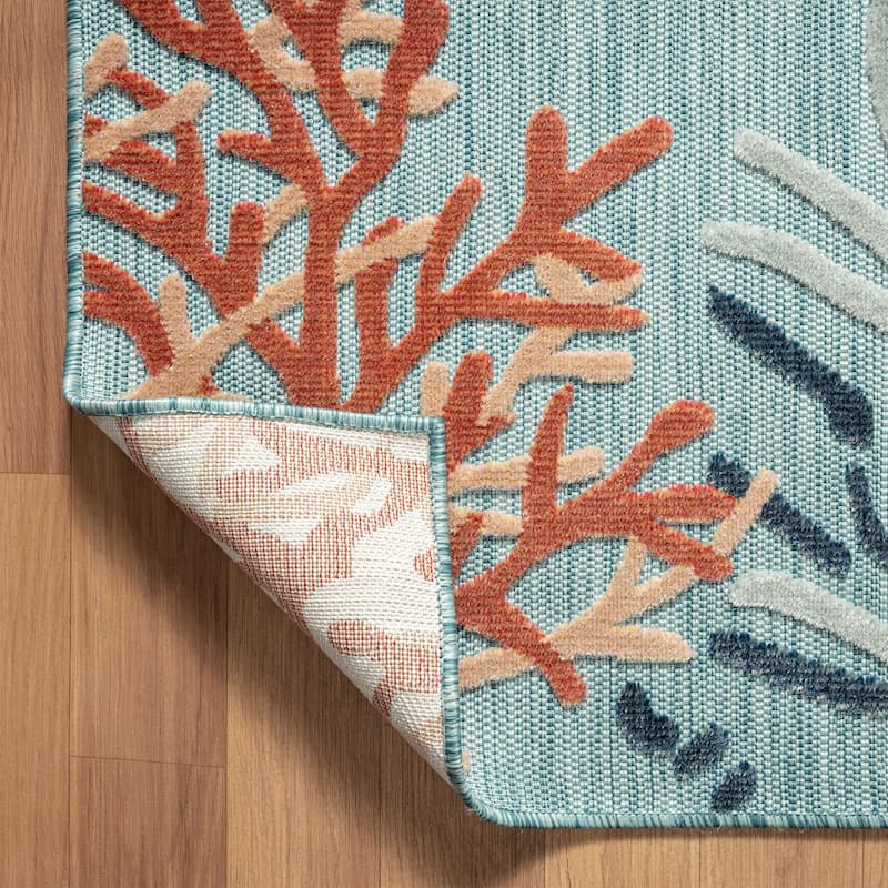Sevita Coral Reef Textured Coastal Indoor/Outdoor Area Rug
