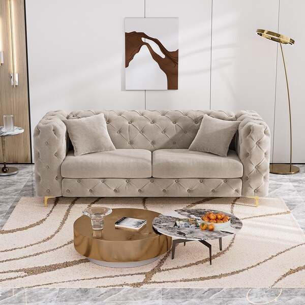 Ouyessir Tufted Velvet Chesterfield Sofa Couch, Modern Upholstered