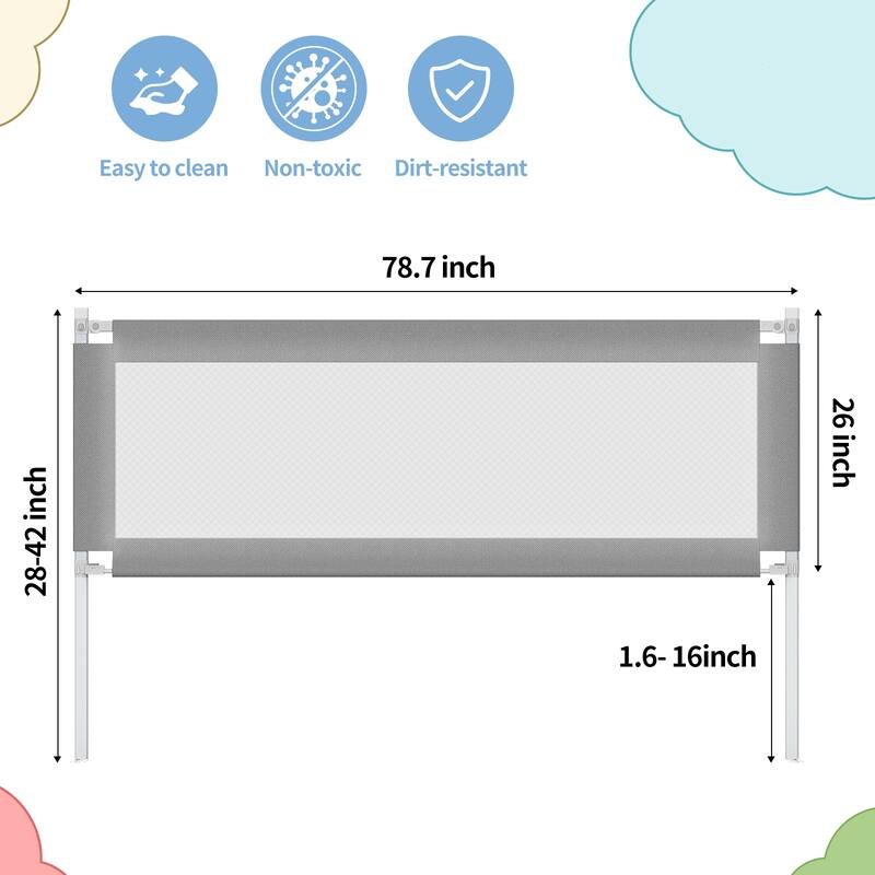 Bed Rail for Toddlers, Detachable Baby Bed Rail Guard - White
