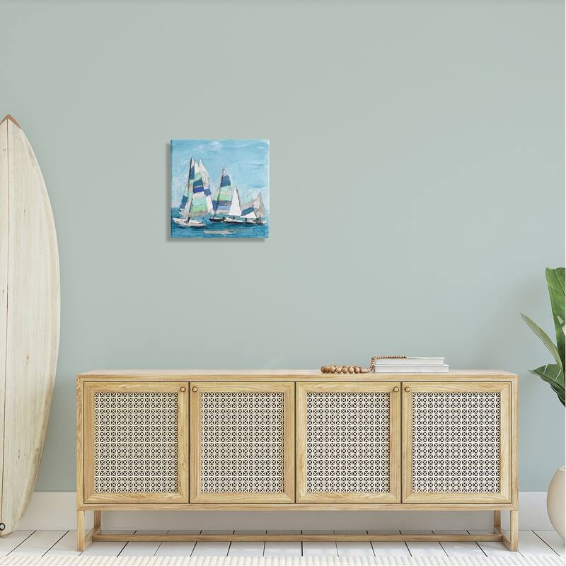 Stupell Nautical Striped Sail Boats Summertime Ocean Painting Canvas Wall Art, Design by Katrina Craven