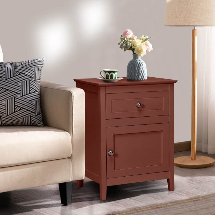 Beechwood Nightstand Accent End Table - 19" x 15" x 25" (L×W×H) - Cherry