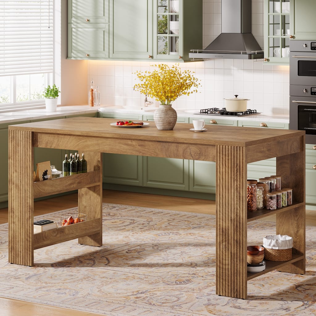 63-Inch Kitchen Island with Storage
