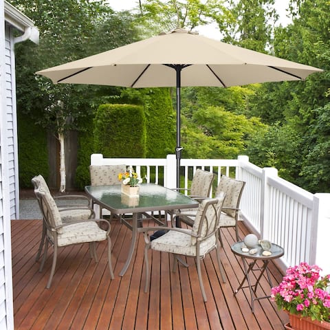 Ainfox 11ft Patio Umbrella 1.9in Thick Pole with Crank and Push Button to Tilt Without Base Outdoor Umbrella