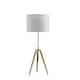 Gold Metal Adjustable Height Tripod Table Lamp With White Drum Shade - 14