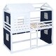 preview thumbnail 4 of 36, Impression & Beautiful Playhouse Twin Size Bunk Bed with Tent, Sturdy Construction & Unique Design, Spacious Space, Blue+White