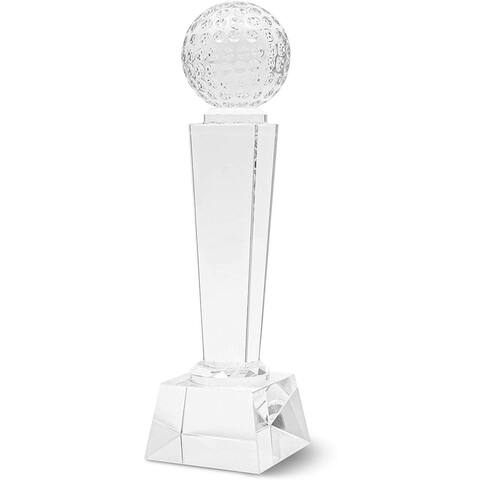 9" Crystal Glass Golf Trophy Award with Gift Box, Paperweight for Desk / Table