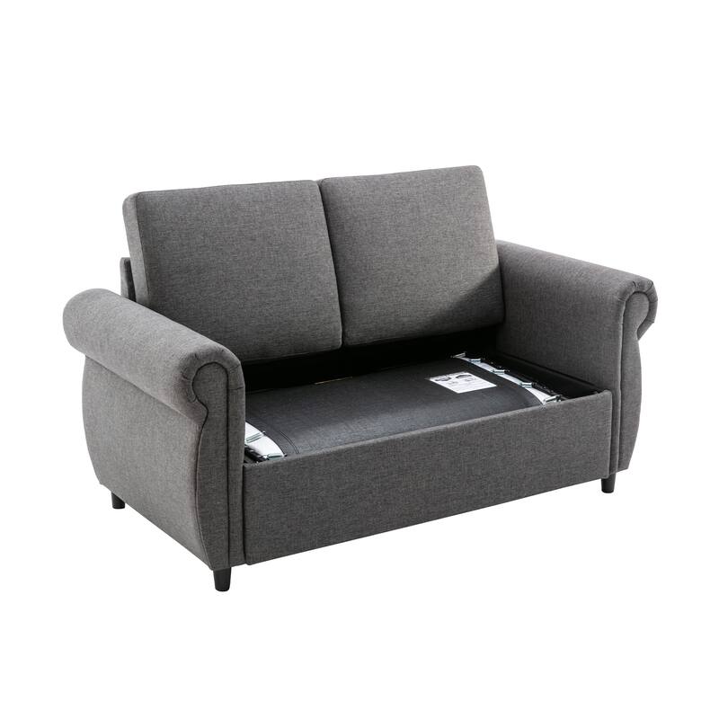 57.9" Orisfur Pull Out Sofa Bed Loveseat Sleeper With Twin Size Memory Mattress With Two Usb Ports For Living Room Spaces